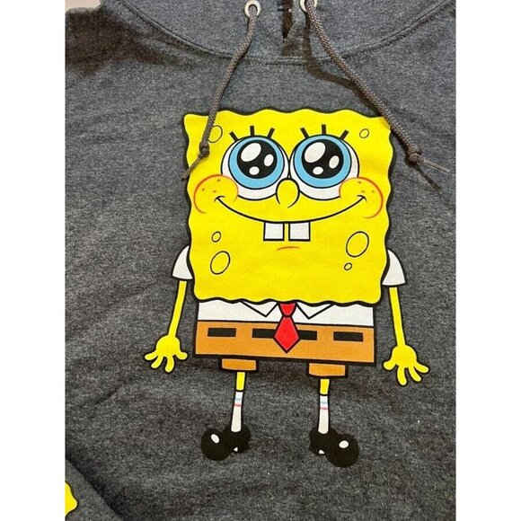 Nickelodeon Sponge Bob Sweatshirt Adult M Gray Pullover Long Sleeves Hoodie Mens - Picture 2 of 9